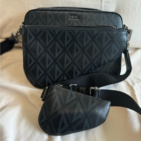 ❤️🔥SOLD❤️🔥DIOR 2023 Saddle Triple Pouch Diamond Pattern Crossbody Unisex Bag - Picture 8 of 17